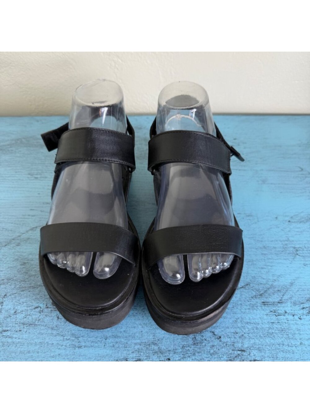 Everlane Strappy Black Leather Platform Sandals Sz 8